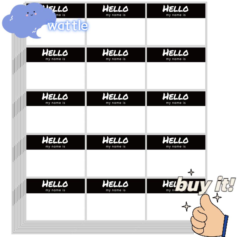 Nhãn Dán Ghi Tên Hình Chữ Hello Màu Đen Dùng Cho Các Bữa Tiệc