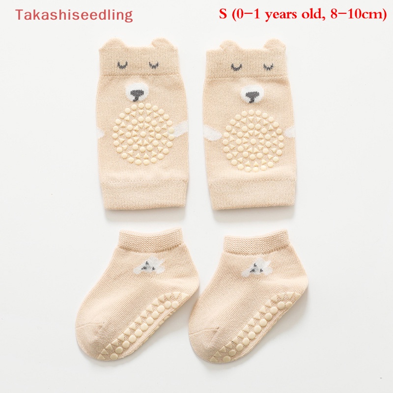 Set Vớ Đệm Bảo Vệ Đầu Gối Chống Trượt Giữ Ấm Mùa Thu Cho Bé Tập Bò