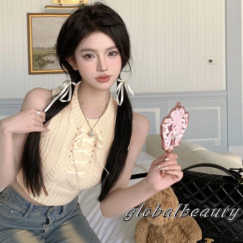 Áo Croptop Dệt Kim Sát Nách Cổ Tròn Màu Sắc Đơn Giản Cho Nữ