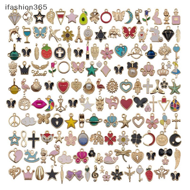 Mặt Dây Chuyền Tráng Men Hình Chữ Ch / Bông Hoa / Động Vật DIY Làm Trang Sức Thủ Công Thời Trang ifashion365