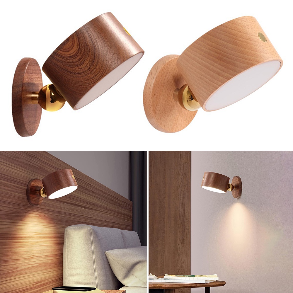 Đèn LED Gắn Tường Xoay 360 Độ°Đèn Đọc Sách Gắn Tường Không Dây Có Thể Sạc Lại Tiện Dụng