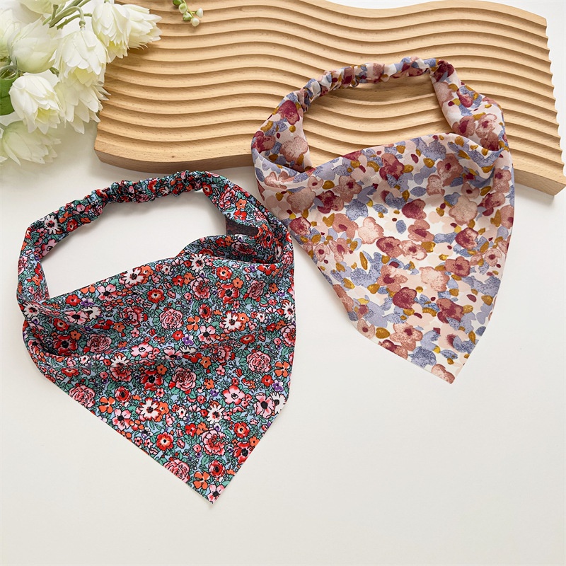 1 Băng Đô Vải Satin Mềm Mại Họa Tiết Chấm Bi Phong Cách Vintage Đầu loại tam giác khăn