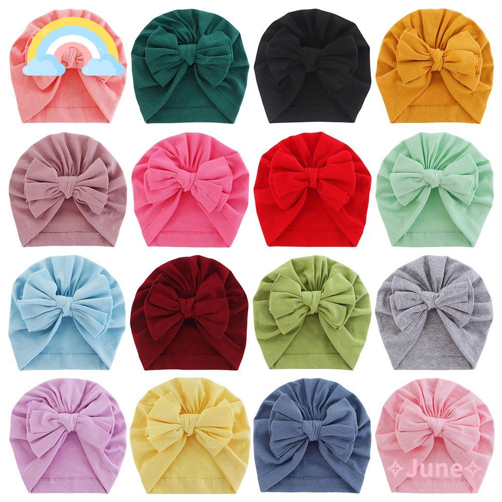 JUNE Mũ Turban Thắt Nút Chất Liệu Cotton Cho Bé