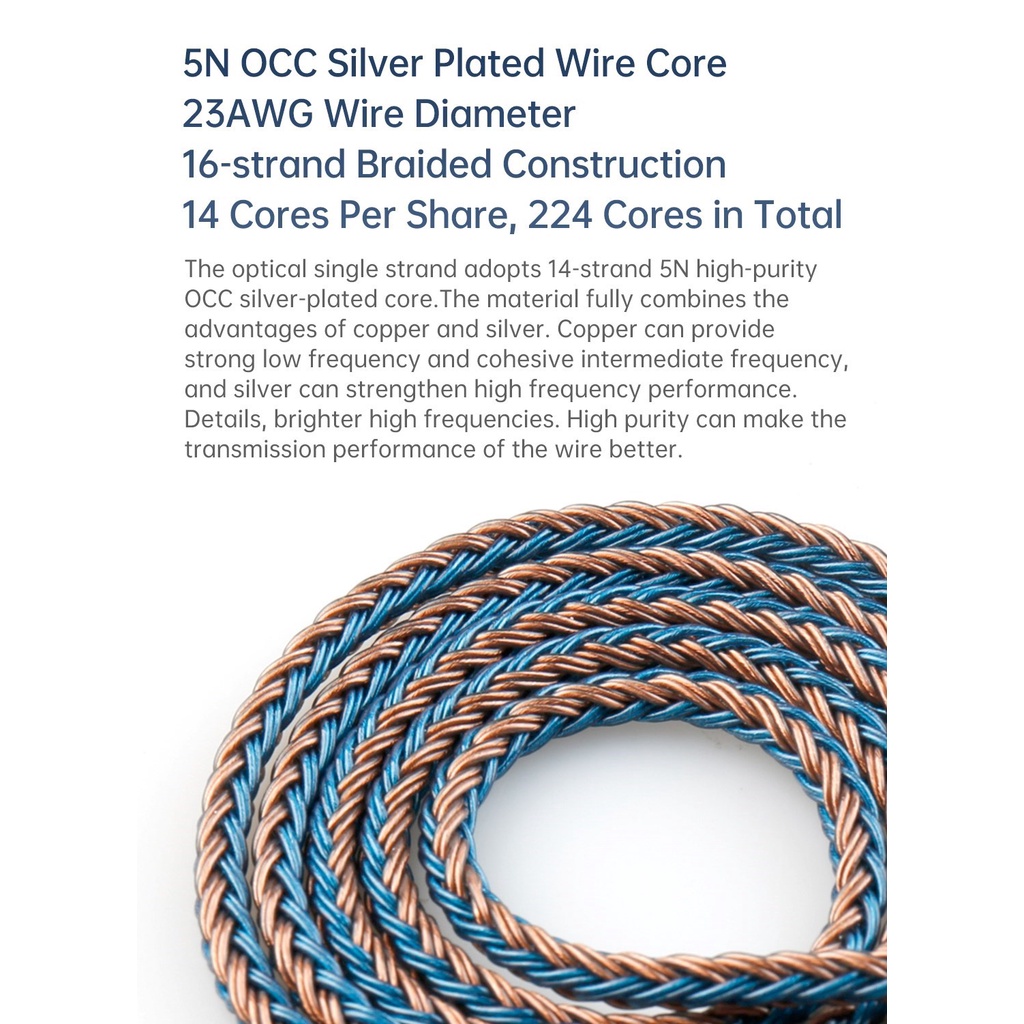 Dây Cáp Nối Tai Nghe MMCX / QDC / 2PIN Mạ Bạc 16 Lõi 16 KBEAR ST16