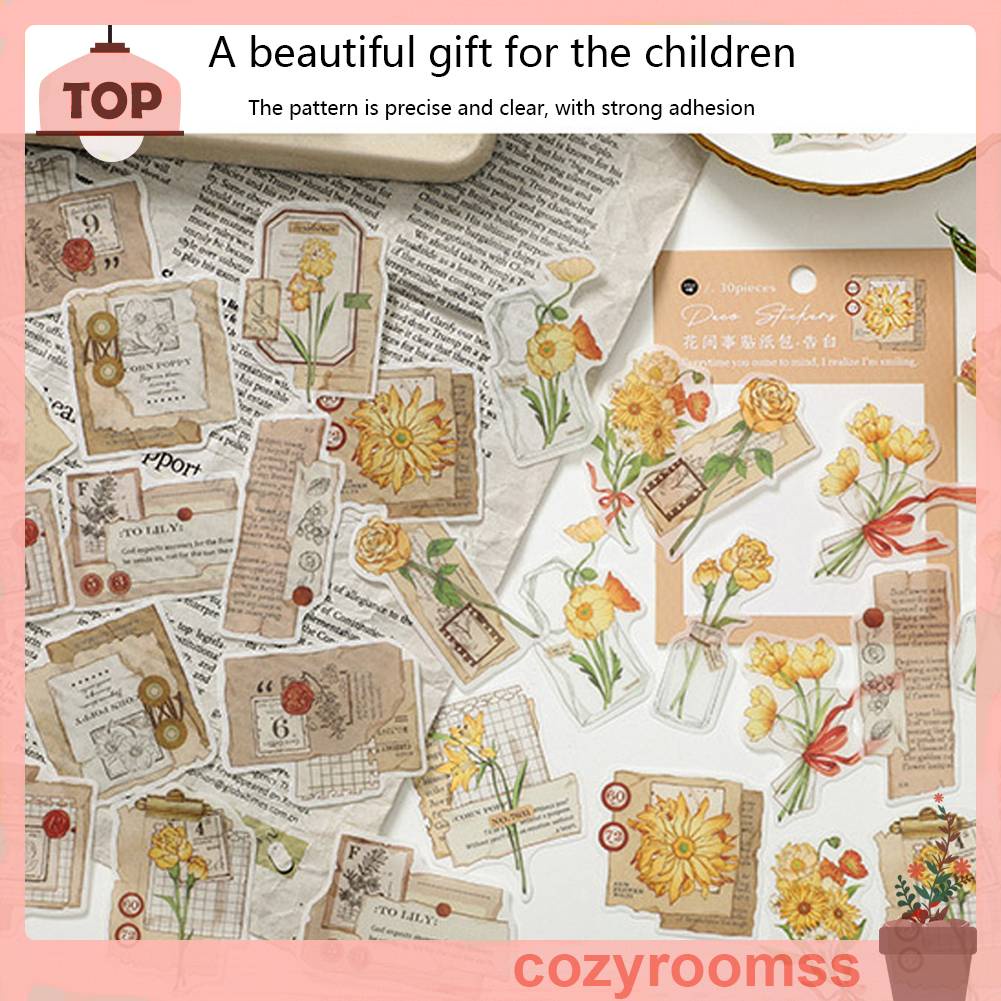 Bộ 30 Miếng Dán Trang Trí Album Sáng Tạo Kiểu Retro