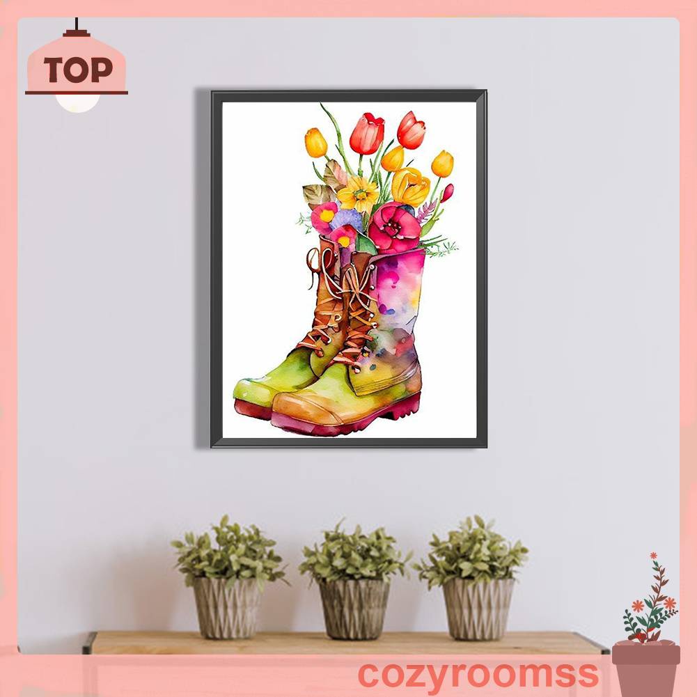 Bộ Tranh Đính Đá 5D Họa Tiết Hoa Xinh Xắn Độc Đáo DIY Dùng Trang Trí Nhà Cửa