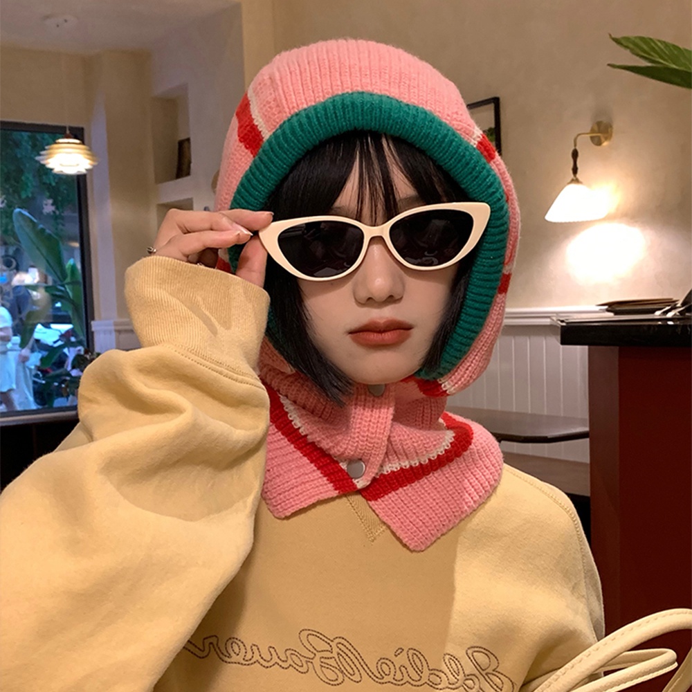 Mũ Len Balaclava Dệt Kim Giữ Ấm Thời Trang Cho Nữ