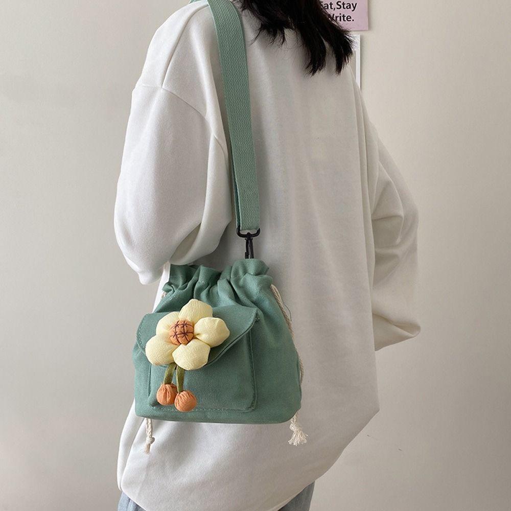 Túi Đeo Chéo Vai Bằng Vải Canvas Họa Tiết Hoa Thời Trang Sành Điệu Cho Nữ