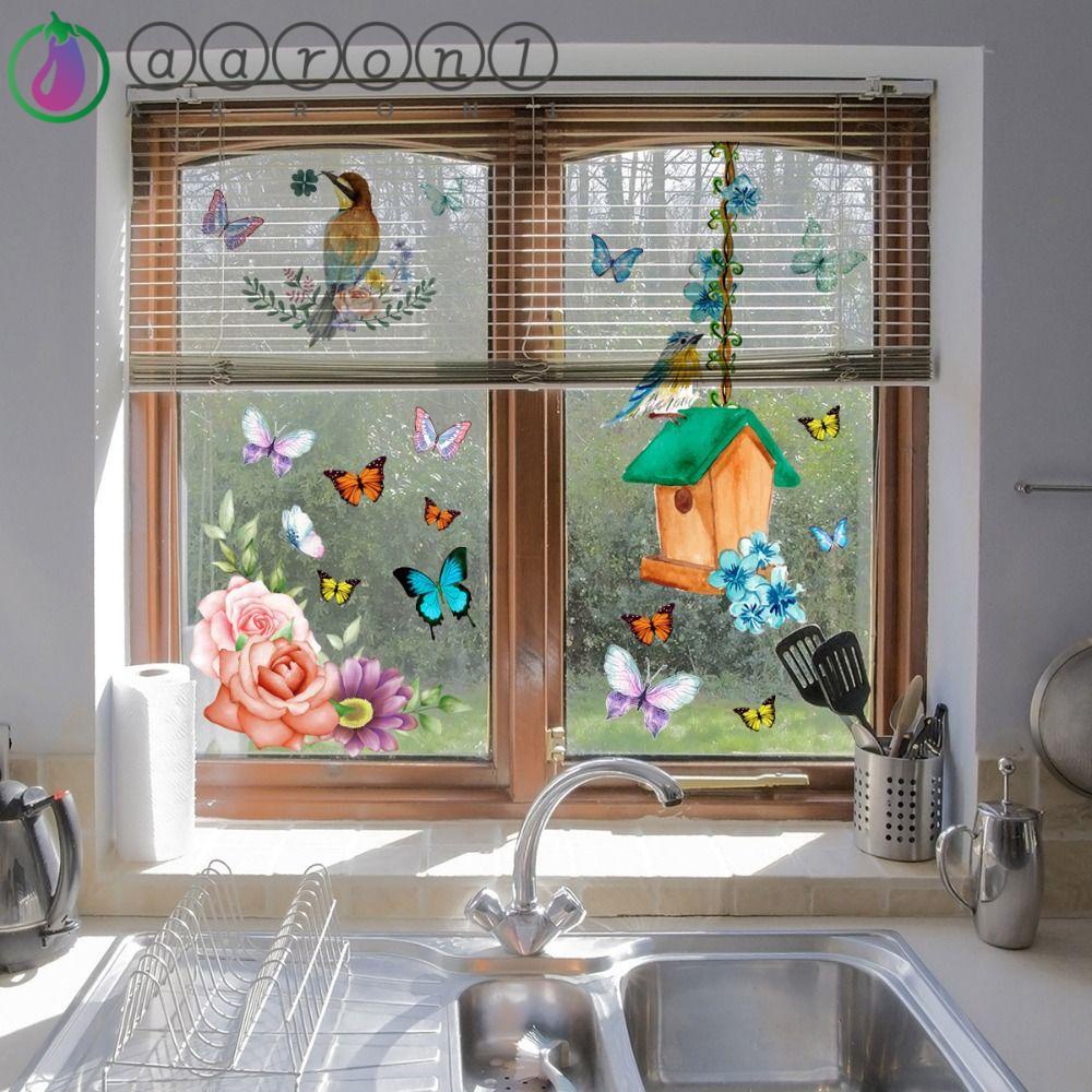 Aaron1 Đề Can 3D Hình Bướm Và Nhánh Cây Hai Mặt Độc Đáo Trang Trí Cửa Kính