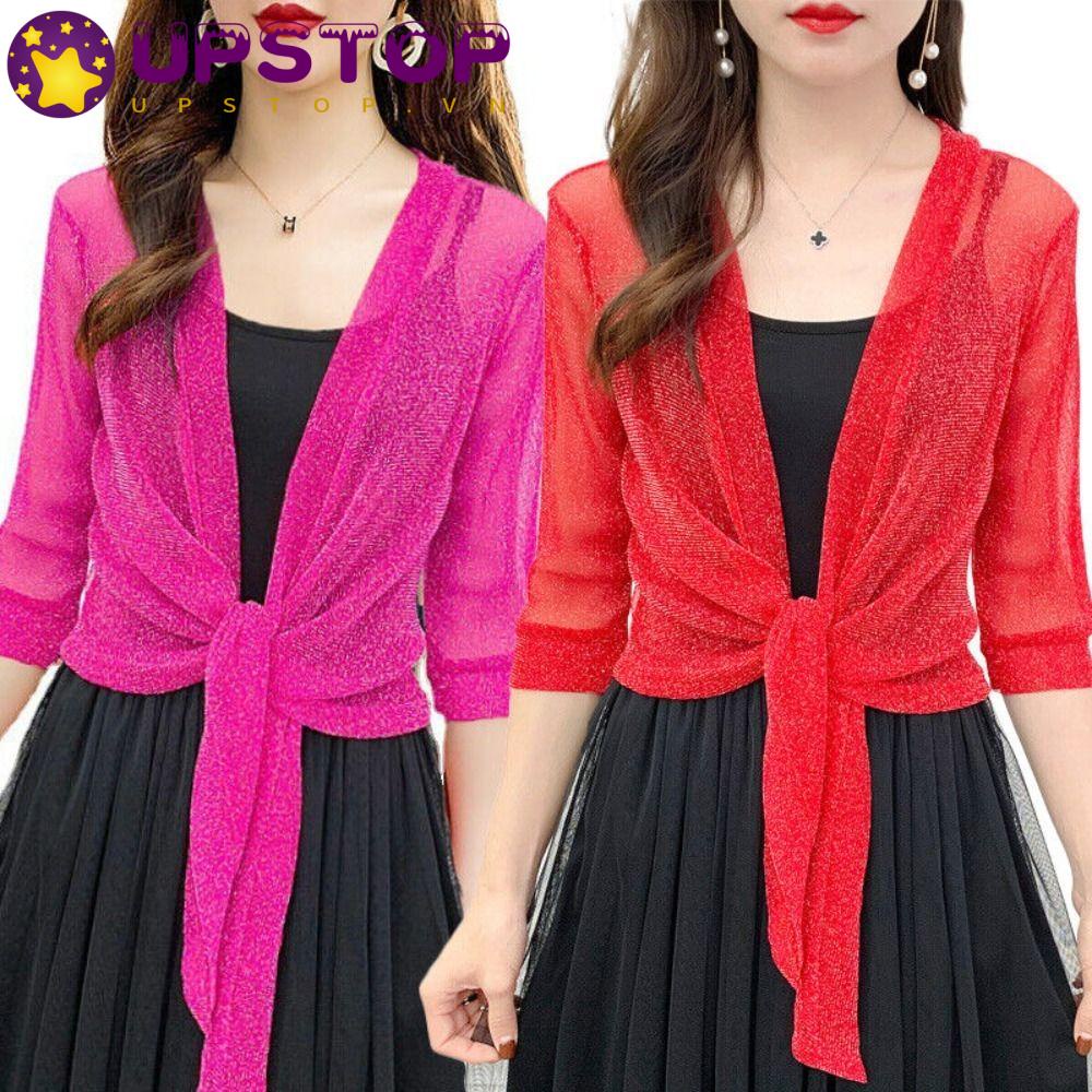 Upstopvn Áo Khoác Cardigan Vải Tuyn Chống Nắng Một Kích Thước Bằng Polyester Điều Hòa Không Khí Dành Cho Nữ Vào Mùa Hè