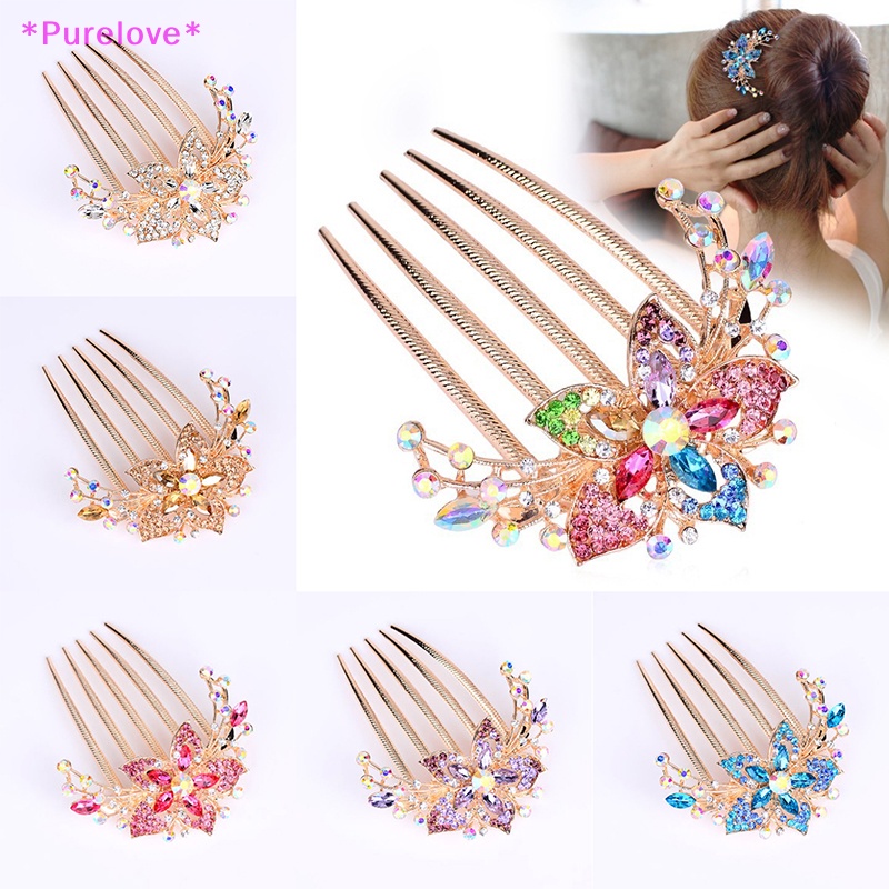 Lược Cài Tóc Hình Hoa Đính Đá Phong Cách Vintage 2023 Cho Nữ Mới