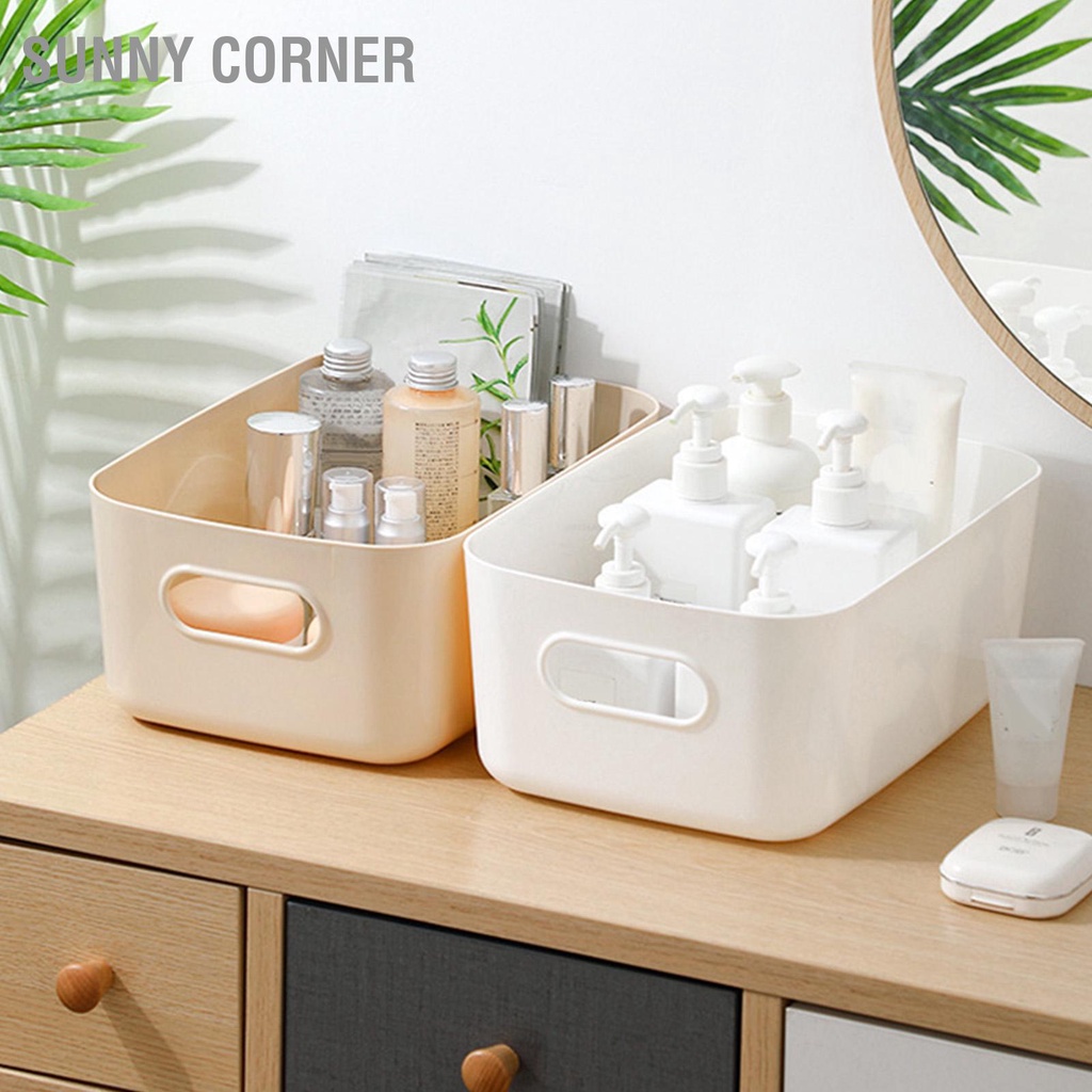 Sunny corner Có hàng sẵn Máy Tính Để Bàn Giỏ Đựng Đồ PP Mỹ Phẩm Kho Hộp Lặt Vặt Người Tổ Chức Có Tay Cầm Cho Hộ Gia Đình