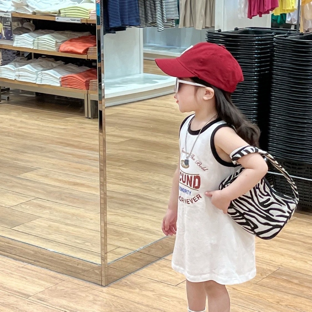 Đầm Thun Sát Nách Dễ Thương Thời Trang Mùa Hè Phong Cách Hàn Quốc Cho Bé Gái