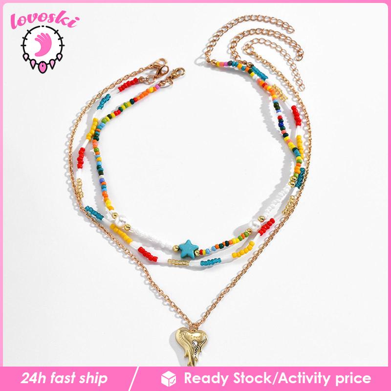 Set 3 Vòng cổ Nhiều Lớp Y2K Phong Cách Boho