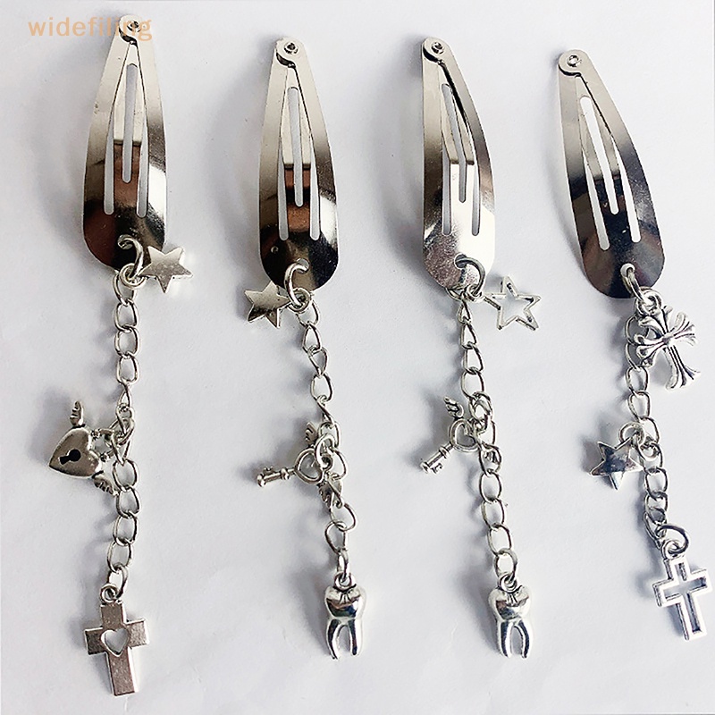 Kẹp Tóc Hình Thánh Giá Bằng Kim Loại Bản Rộng Y2K Phong Cách Punk Hiphop Thời Trang 2023