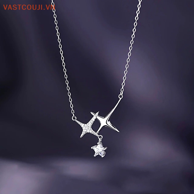 Vòng cổ Mặt Chữ Thập Đính Đá Pha Lê Ngôi Sao Đơn Giản Thời Trang Cho Nữ