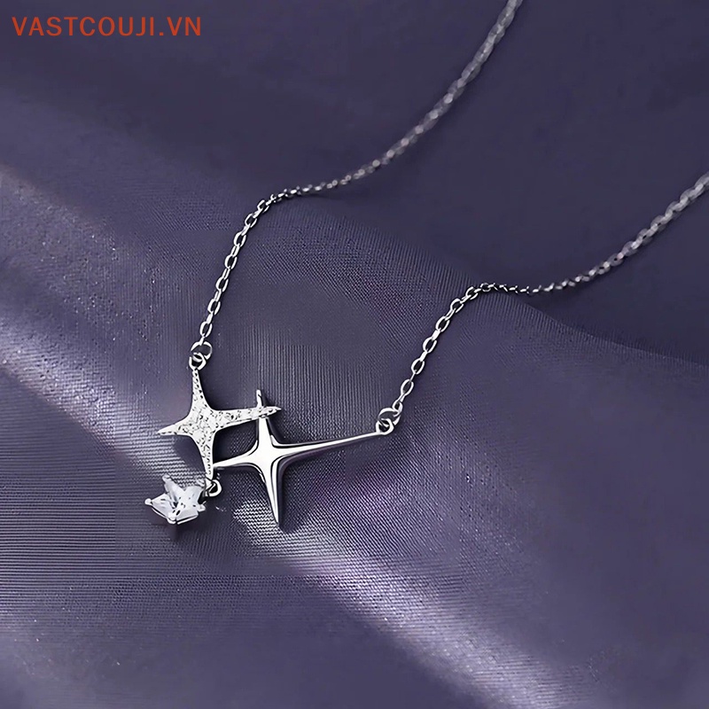 Vòng cổ Mặt Chữ Thập Đính Đá Pha Lê Ngôi Sao Đơn Giản Thời Trang Cho Nữ