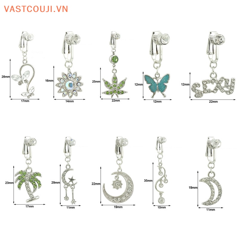 Khuyên Rốn Đính Đá Zircon Hình Bướm / Mặt Trăng Thời Trang Cho Nữ