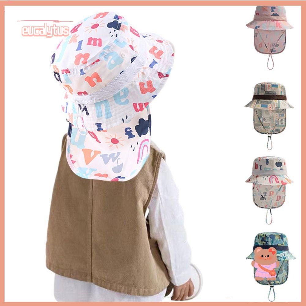 EUTUS Mũ Tai Bèo Chống Nắng Màu Trơn Bảo Vệ Cổ Có Thể Điều Chỉnh Cho Bé Gái