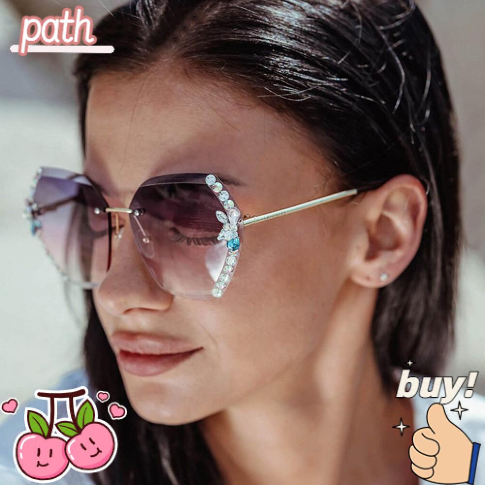 PATH Kính Râm Nữ Không Gọng Đính Đá Cổ Điển