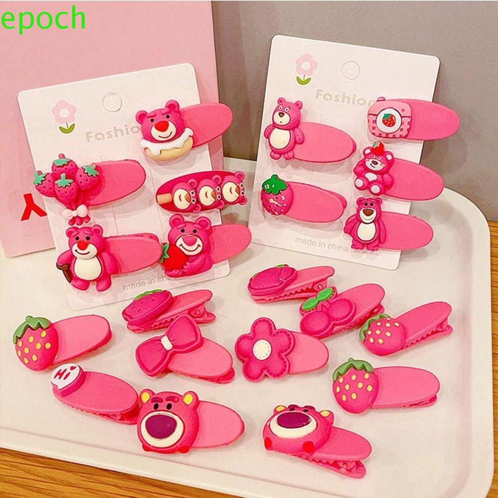 EPOCH Bộ Kẹp Tóc Hình Nơ / Trái Dâu / Gấu Màu Sắc Ngọt Ngào Xinh Xắn Cho Bé Gái