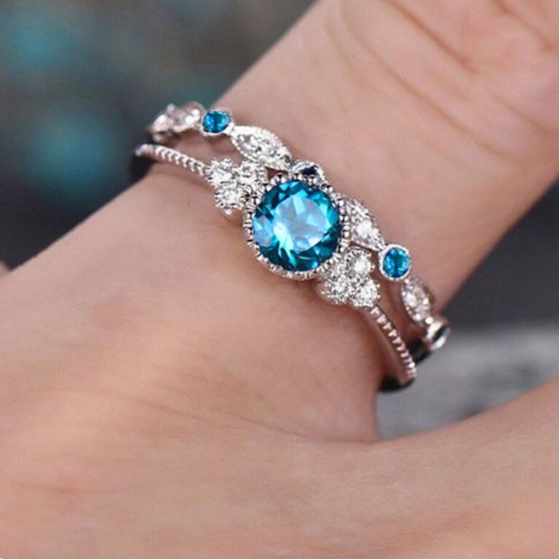 Set 2 Nhẫn Đính Đá Nhân Tạo Thời Trang Dành Cho Nữ