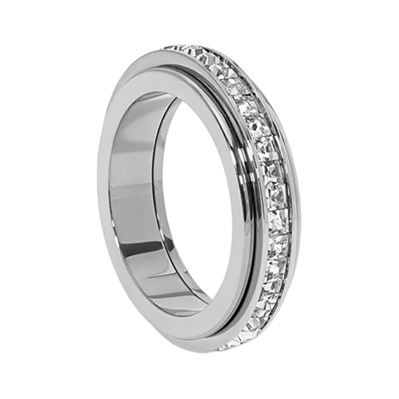 Ygt Nhẫn Đeo Tay Bằng Thép Titan Đính Đá Zirconia Giải Tỏa Căng Thẳng Cho Nữ