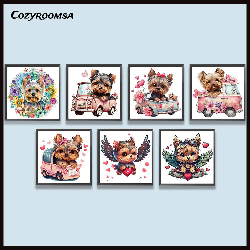 Tranh Đính Đá Kim Cương Toàn Bộ 5D DIY Hình Vẽ Chó Trang Trí Nhà Cửa