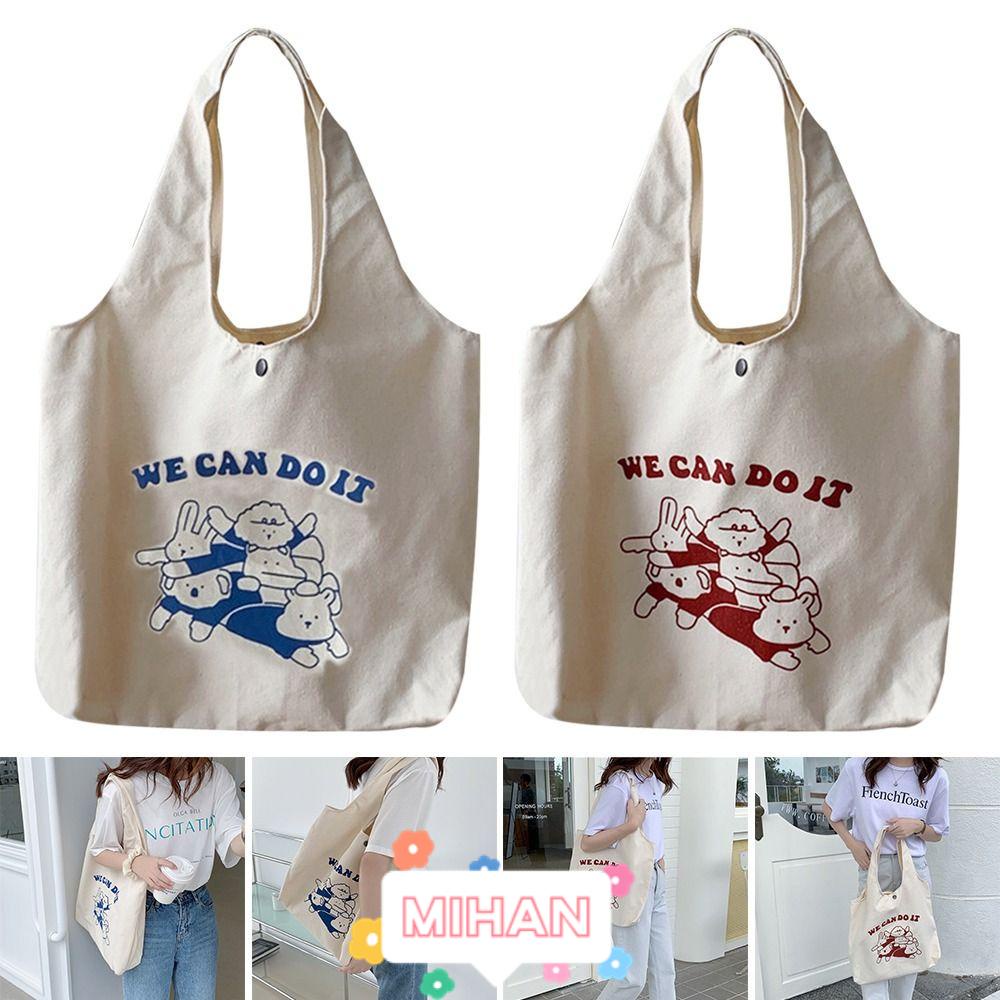 MIHAN1 Ba Lô Vải Bố Họa Tiết Hoạt Hình Đáng Yêu Thời Trang Dành Cho Nữ