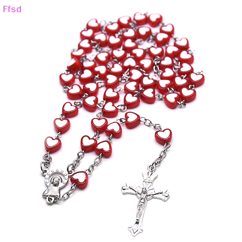 {Ffsd} Dây Chuyền Mặt Thánh Giá / Trái Tim Đỏ / Chúa Jesus Thời Trang Làm Quà Tặng Cho Nữ