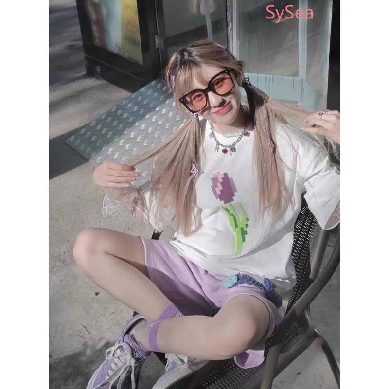 Bộ Áo Sơ Mi Dáng Rộng + Quần Short Xinh Xắn Theo Phong Cách Mùa Hè Hàn Quốc Dành Cho Nữ