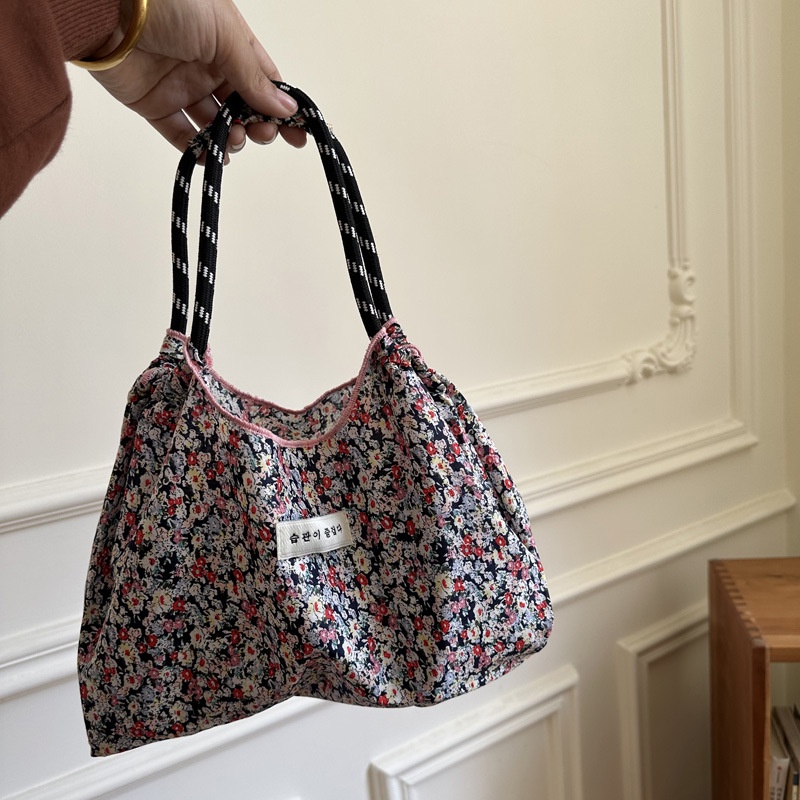 Túi Xách Vải Canvas Cỡ Lớn In Họa Tiết Hoa Xinh Xắn Dành Cho Nữ