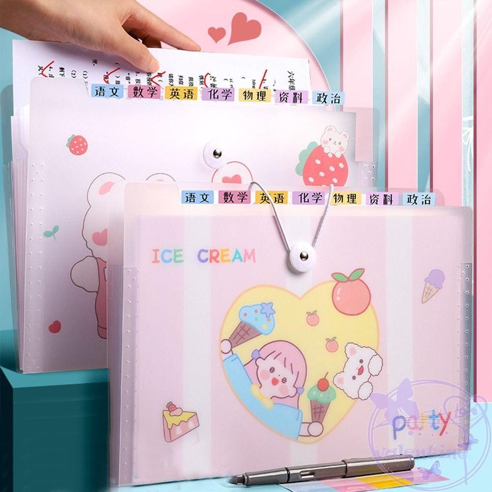 AVALENTINE Túi Đựng Tài Liệu Khổ A4 Chống Thấm Nước Họa Tiết Hoạt Hình Dễ Thương Cho Học Sinh