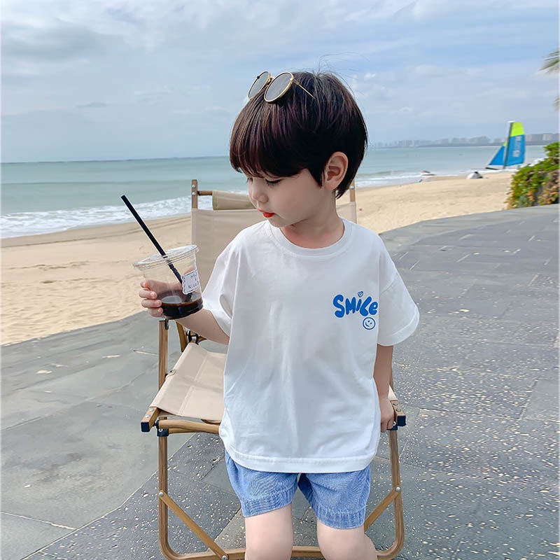 Áo phông cho bé trai  100% cotton tay ngắn áo phông rời phong cách hàn quốc in thời trang hàng đầu bé trai bé trai mặc quần áo baju