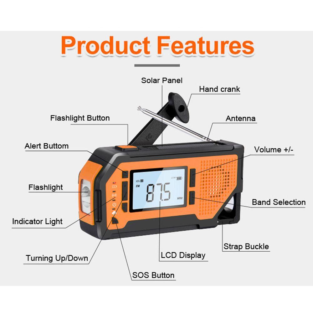BEBETTERM Radio Năng Lượng Mặt Trời Đa Chức Năng Có Màn Hình LCD