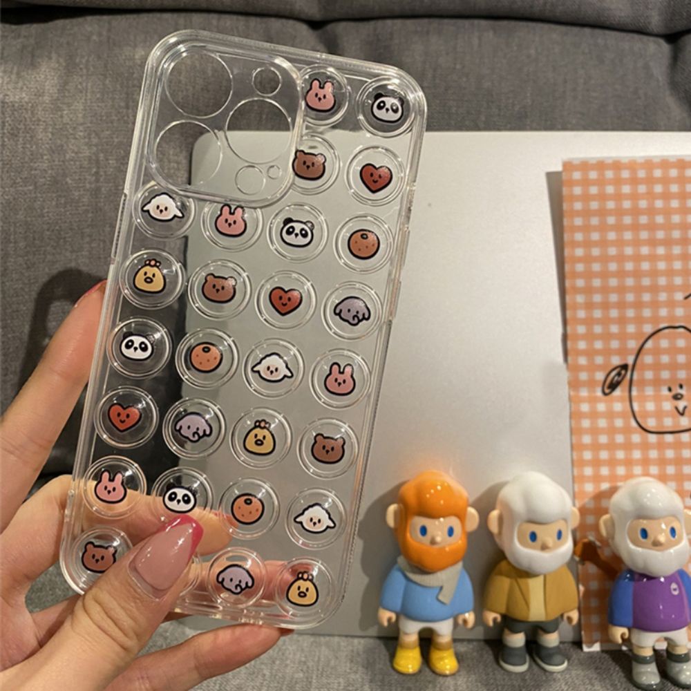 Ốp Điện Thoại Dẻo Trong Suốt Họa Tiết Hoạt Hình Bong Bóng 3D Chống Sốc Cho IPhone 14 11 12 13 Pro Max X XR XS 7 8 Plus