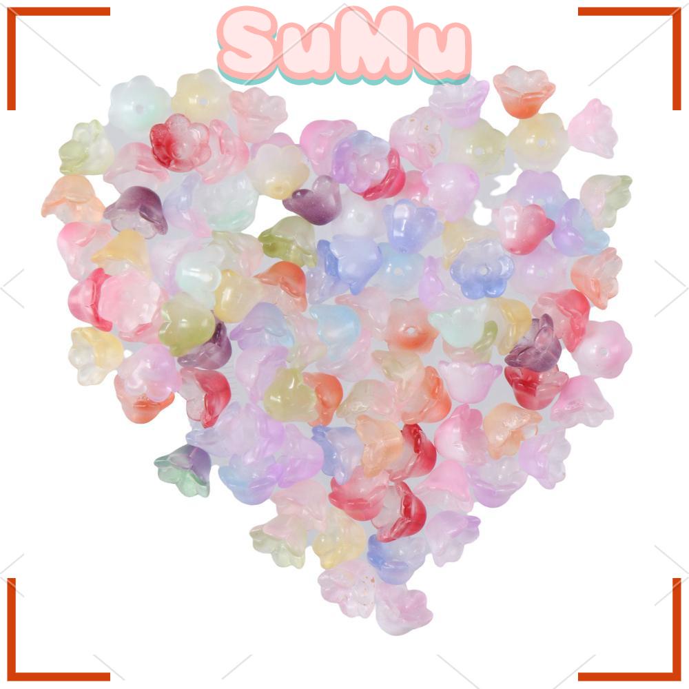 SUMU Set 100 Hạt Thủy Tinh 12x7mm Nhiều Màu Sắc Làm Trang Sức Thủ Công