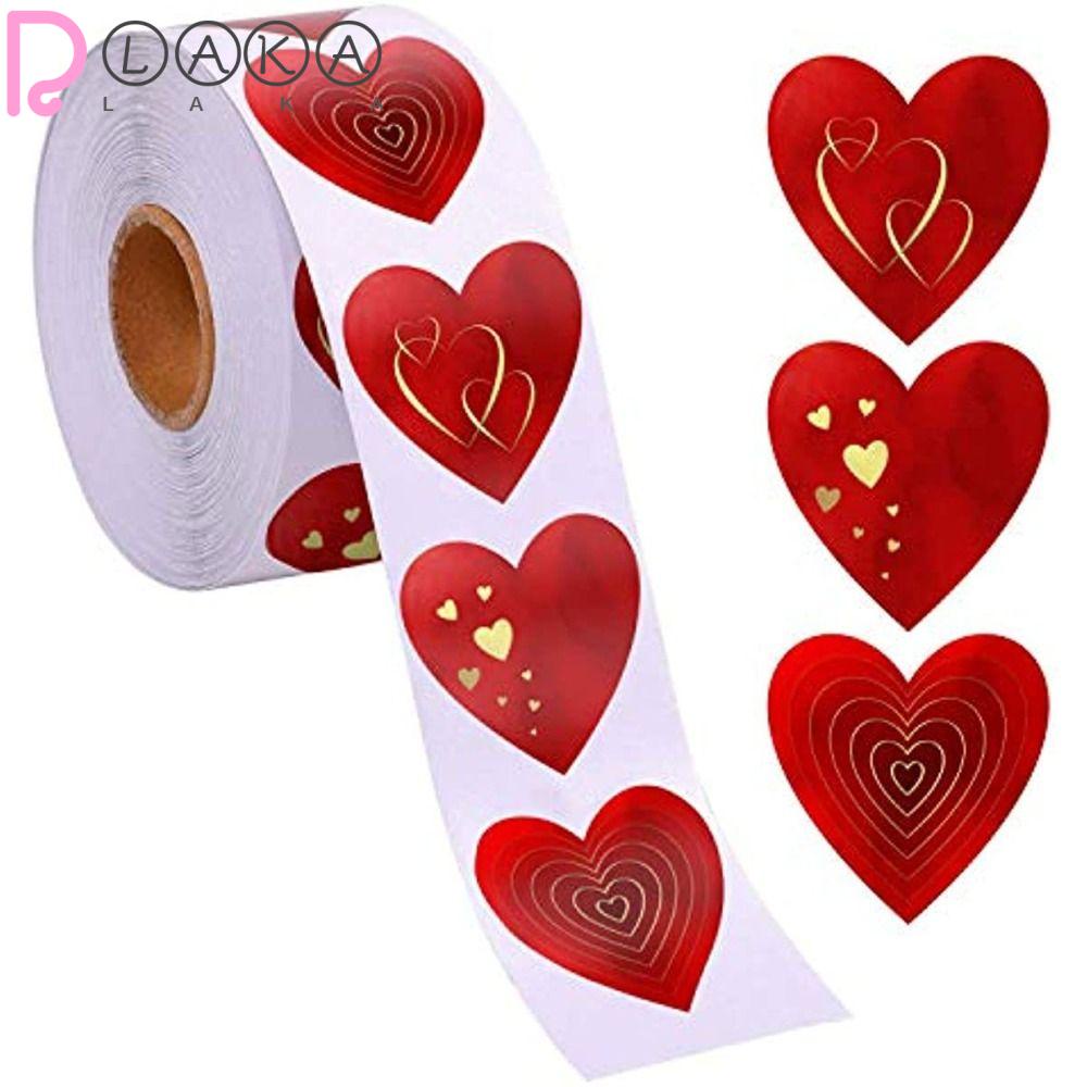 LAKAMIER Bộ 500 Miếng Dán Hình Trái Tim Đỏ Đặc Biệt 1.5in 1 Cuộn