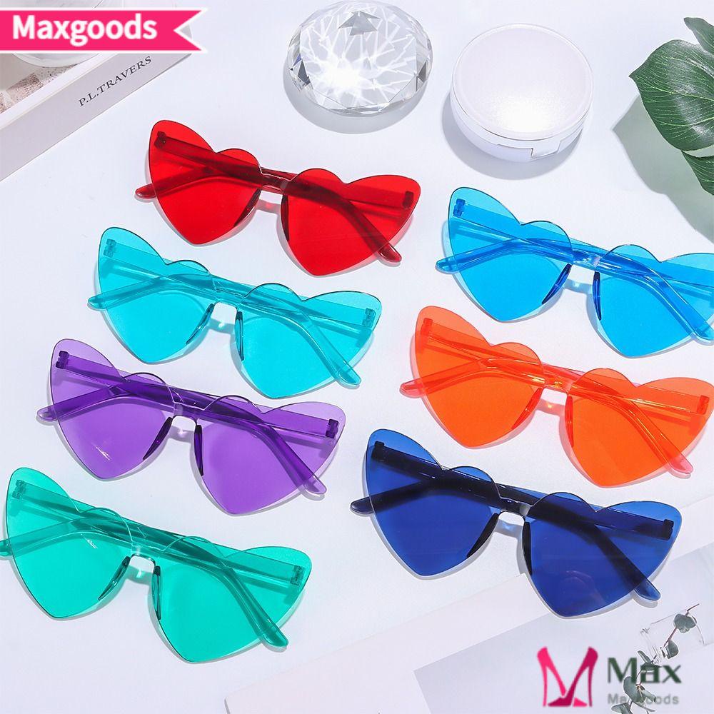 MAXG Kính Mát Hình Trái Tim Không Vành Chống Tia UV400 Phong Cách Vintage Cho Nữ