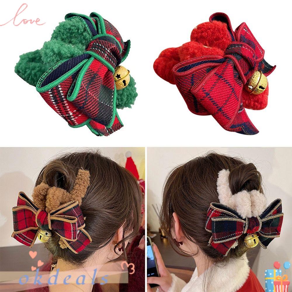 OKDEALS Kẹp Càng Cua Đính Nơ / Lông Xù Xinh Xắn Thời Trang Giáng Sinh
