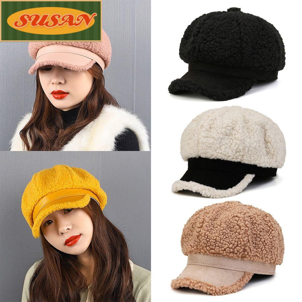 SUSANS Mũ Beret Hình Bát Giác Thời Trang Thu Đông Ấm Áp