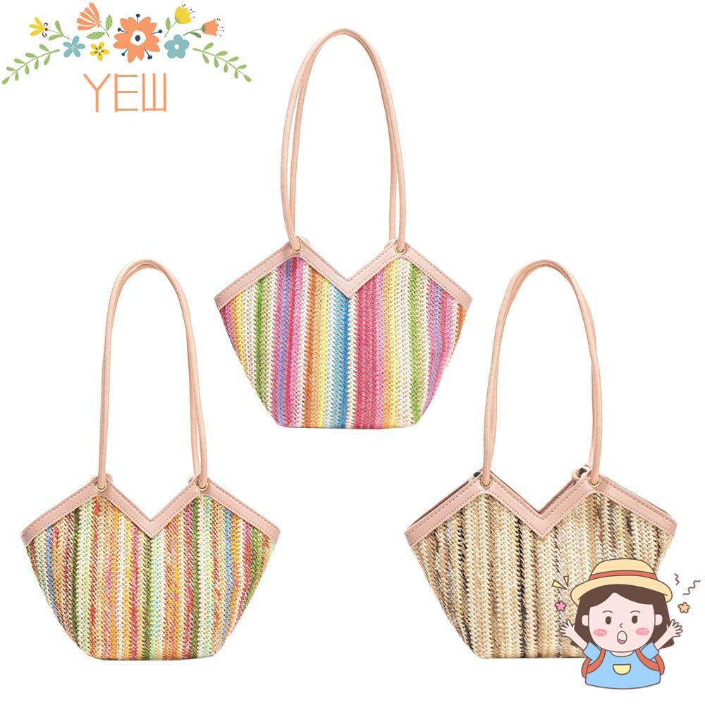 YEW Túi Tote Đeo Vai Đan Lát Sức Chứa Lớn Thời Trang Cho Nữ