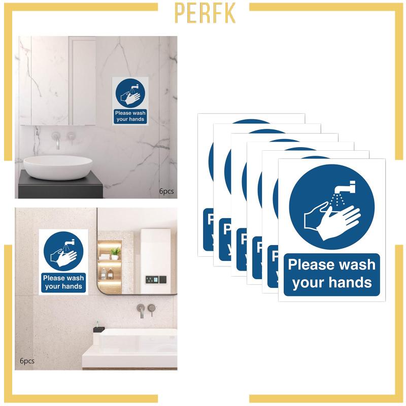 Bộ 6 Miếng Dán Biển Báo Rửa Tay Cho Nhà Vệ Sinh