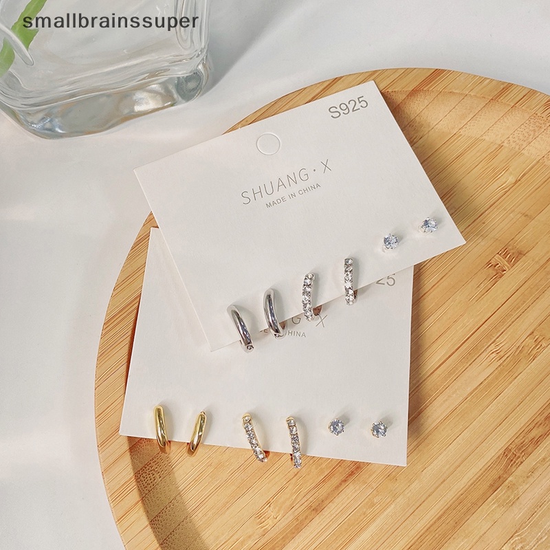 1 Set Bông Tai Tròn Nhỏ Bằng Kim Loại Thời Trang Cho Nữ SBS