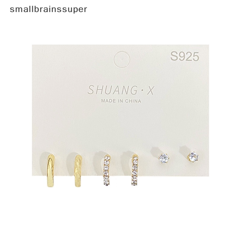 1 Set Bông Tai Tròn Nhỏ Bằng Kim Loại Thời Trang Cho Nữ SBS