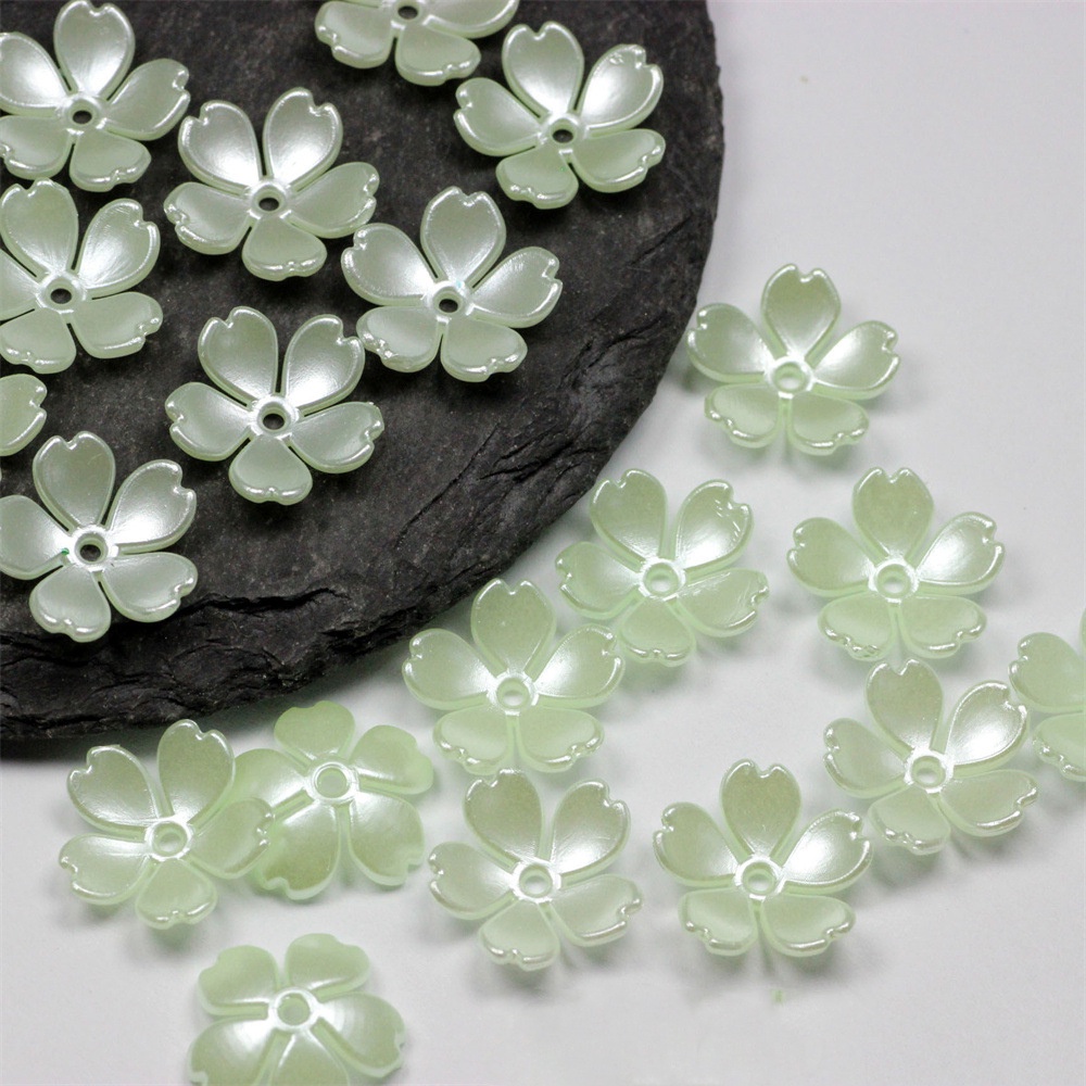 Set 100 Hạt Xỏ Lỗ Hình Hoa Anh Đào Bằng Nhựa Acrylic 15mm Dùng Làm Trang Sức DIY