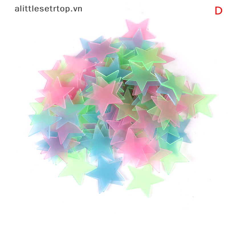 Alittlesetrtop 100 cái 3d sao phát sáng trong bóng tối tường nhựa huỳnh quang phát sáng er home.