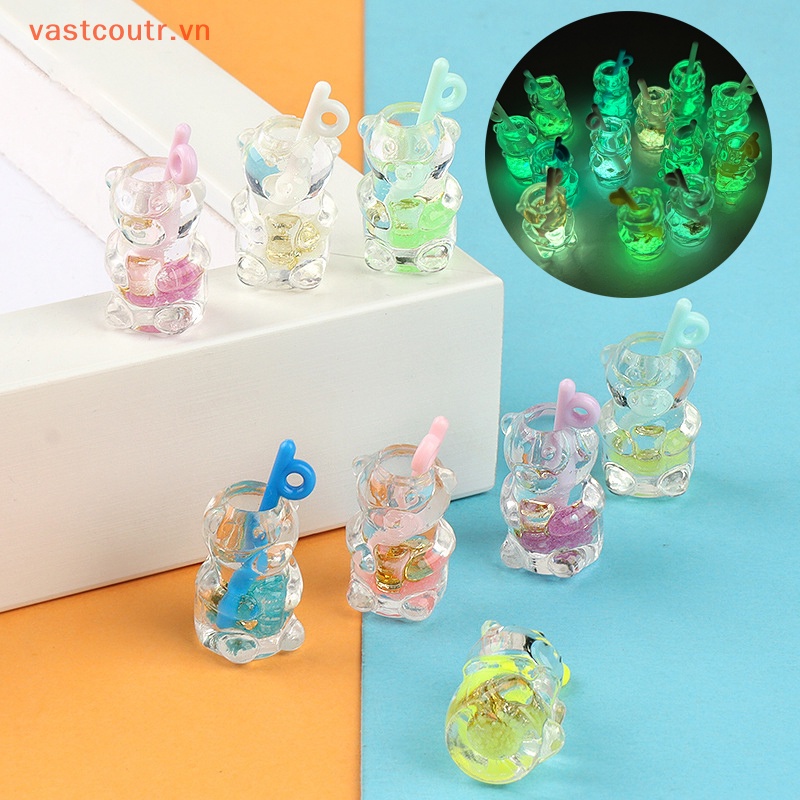 Set 3 Ống Hút Gấu Gummy Bằng Nhựa Phát Quang Làm Móc Khóa DIY