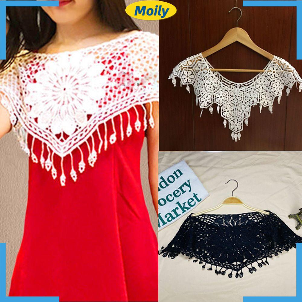 MOILYVN Áo Choàng Dệt Kim Phối Ren Lỗ Dáng Ngắn Thời Trang