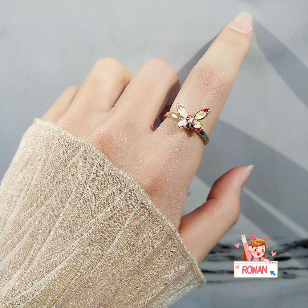 ROWANS Nhẫn Hình Bướm Thời Trang Có Thể Điều Chỉnh Giúp Giảm Căng Thẳng